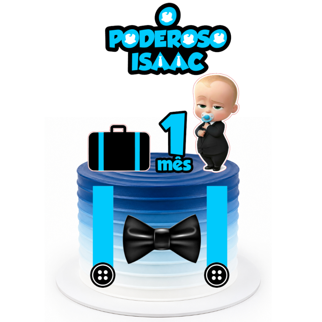 Topo de Bolo o Poderoso Chefinho Personalizado Nome e Idade Mesversário Aniversário Menino Topper Festa Infantil Azul