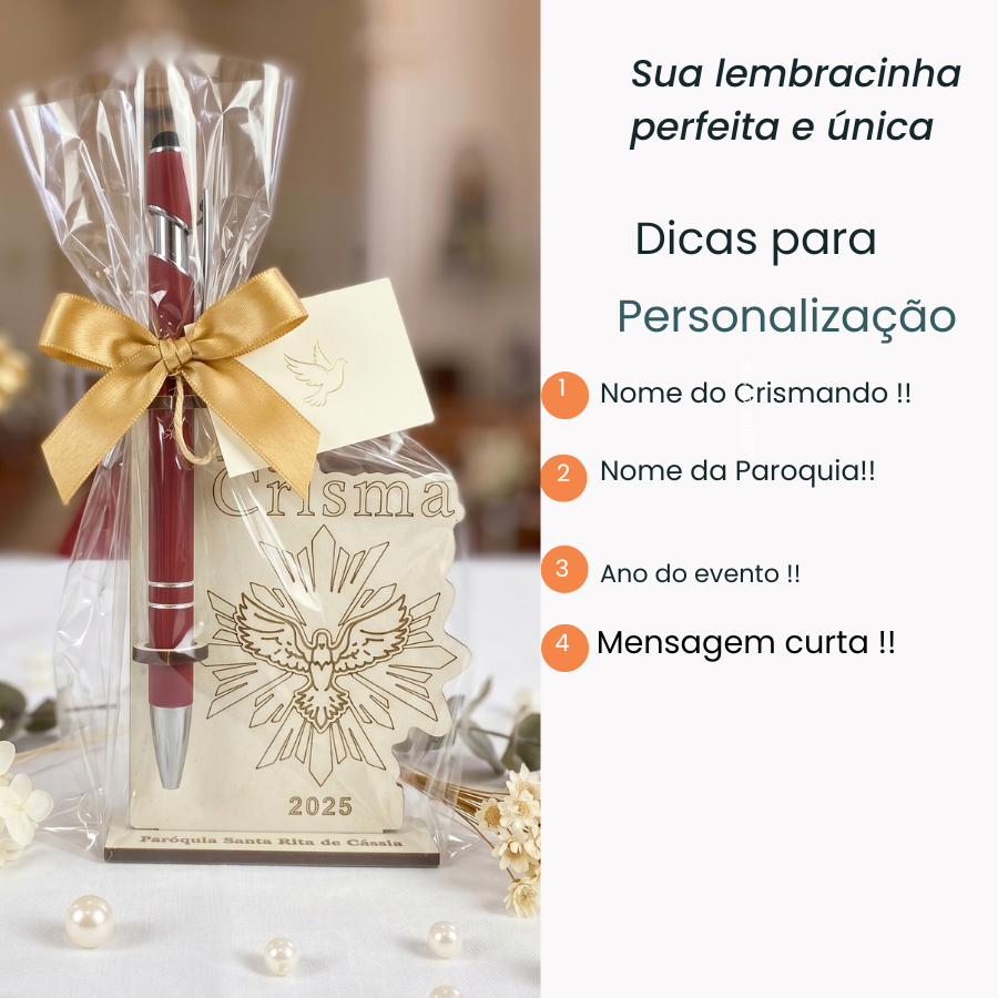 Porta Caneta Personalizado Primeira Comunhão Crisma Batizado Lembrança Religiosa Lembrancinha igrejas