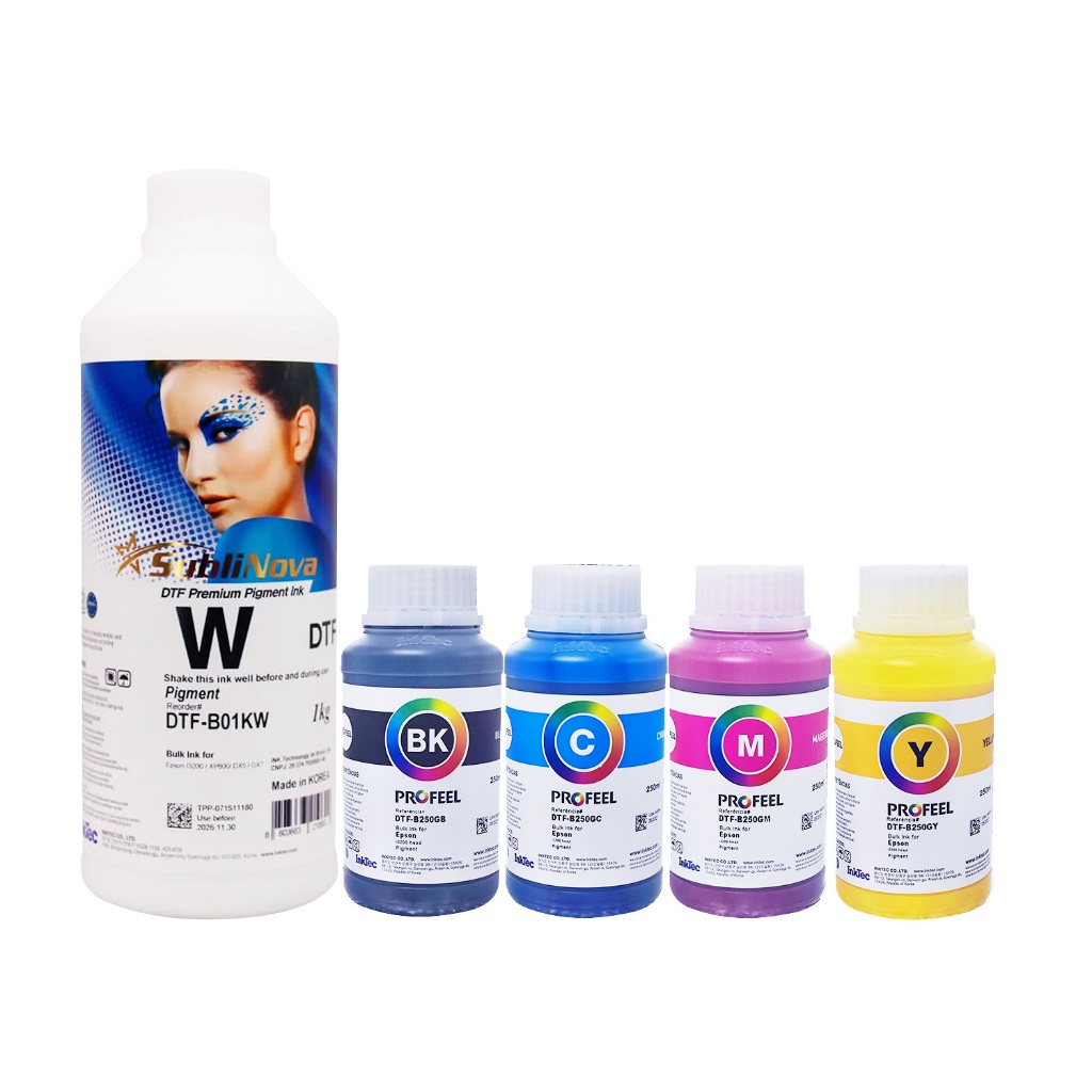 Tinta DTF Inktec 1Litro Branco + 250ml x BCMY para L8050 L1800