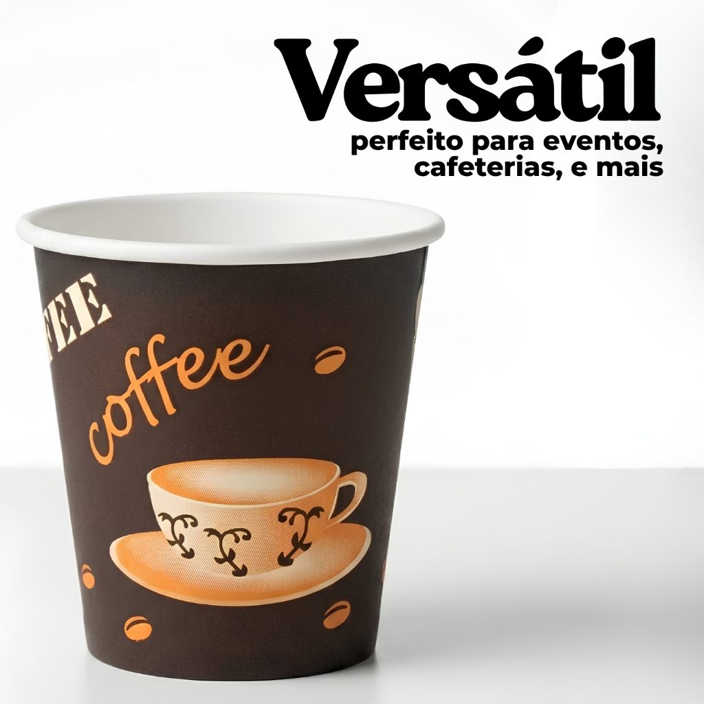 kit c/50, 100 ou 200 copo de papel 50ml, c/estampa, ecológico, sustentável, café, Cafeteria