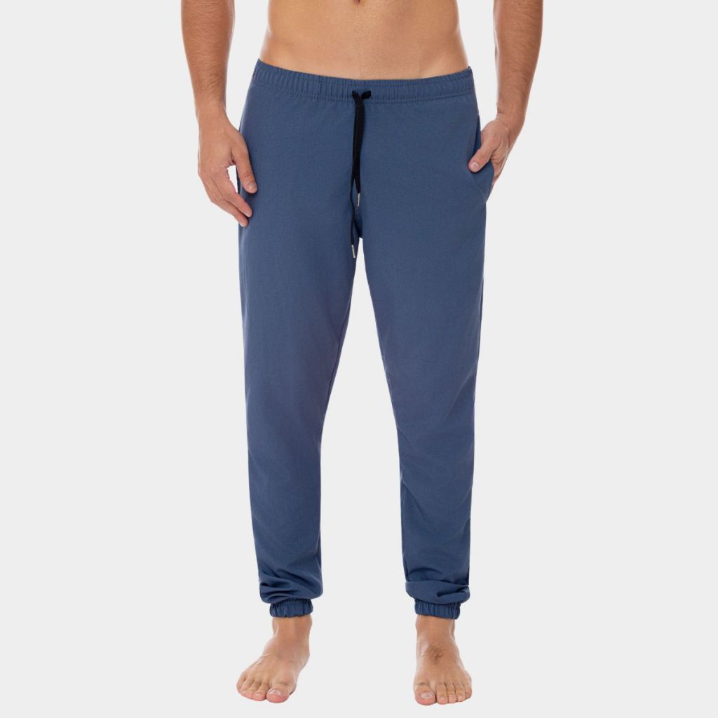 Calça Tactel Jogger Masculina Com Elastano Inverno Homem Esportiva Academia Bolso Cordão Azul Chumbo