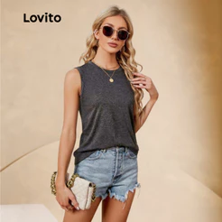 Lovito Regata Feminina Casual em Malha TKNS43BX003