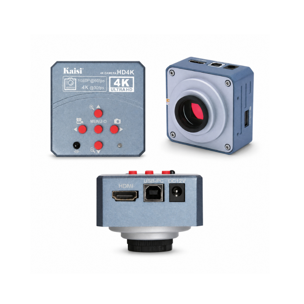 Câmera Microscópio Trinocular Kaisi 40MP HDMI USB 4K | Imagem Profissional para Bancada, Solda e Inspeção Eletrônica