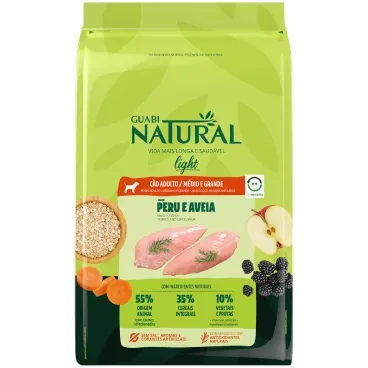 Ração Guabi Natural Cães Light Raças Médias e Grandes Peru e Aveia 12kg