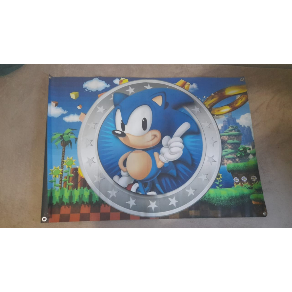 KIT FESTA SONIC: PAINEL + CAPA SONIC + 9 PERSONAGENS EM MDF
