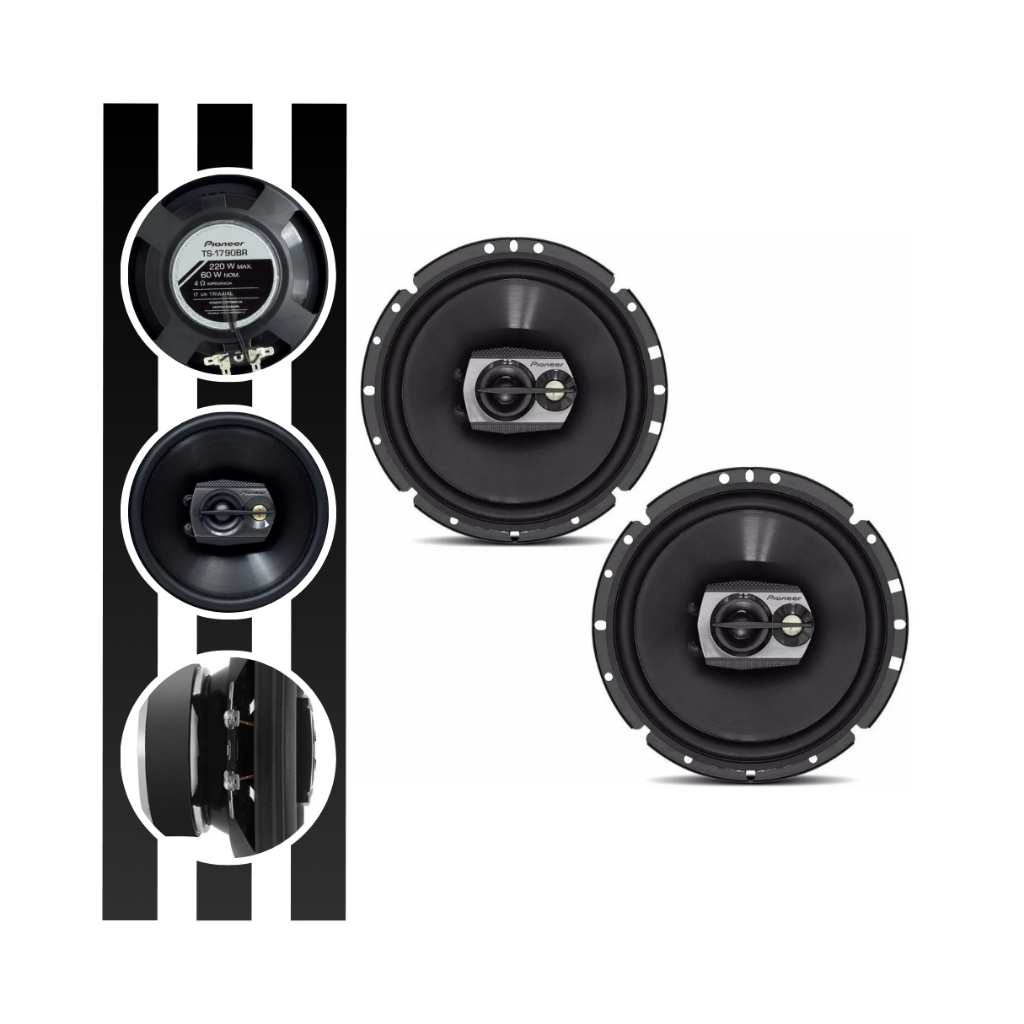 Par de Alto Falantes Triaxial TS 1790BR 6 Polegadas 120W RMS 4 Ohms Bobina Simples Preto Pioneer