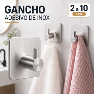 Kit 2 Gancho Adesivo Aço Inoxidável,  Para Roupas Toalhas Cozinha Chaves Bolsas Cabideiro Adesivo