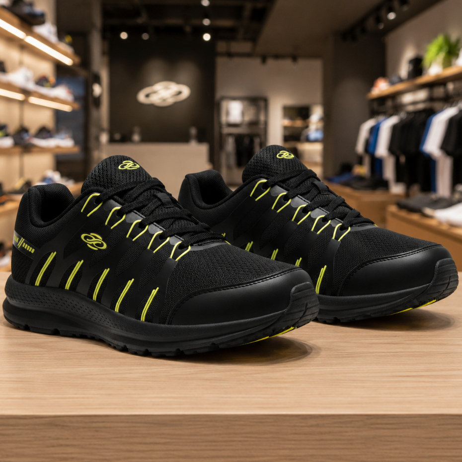 Tênis Masculino Esportivo StreetWear Premium Preto e Amarelo Caminhada Academia Leve Confortável - Promoção !