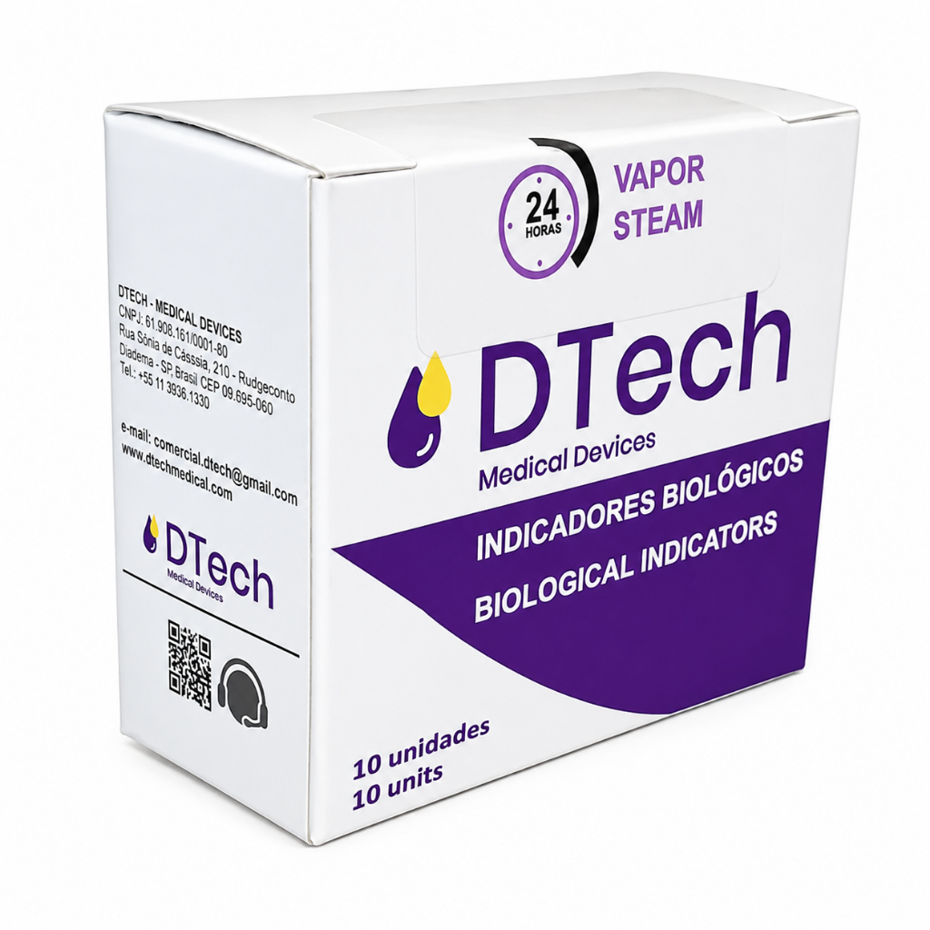 Teste Indicador Biológico a Vapor Autocontido Fácil Uso P/ Autoclave 24 Horas 30 Ampolas