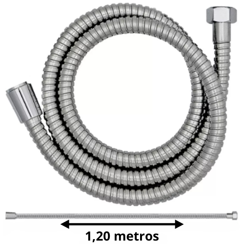 Engate Mangueira Flexível Aço Inox 1,20m Para Ducha Higiênica Chuveiro Banheiro – Alta Resistência