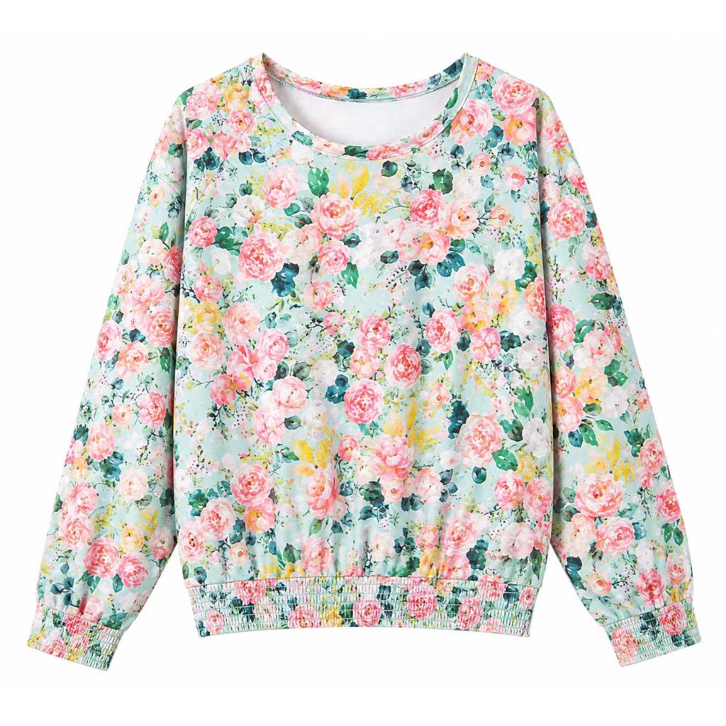Blusa feminina manga longa com punho e barra elastico
