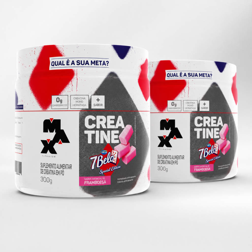 Kit 2x Creatina 7Belo 300g Creatina Monohidratada Max Titanium Sem Sabor Alta Pureza