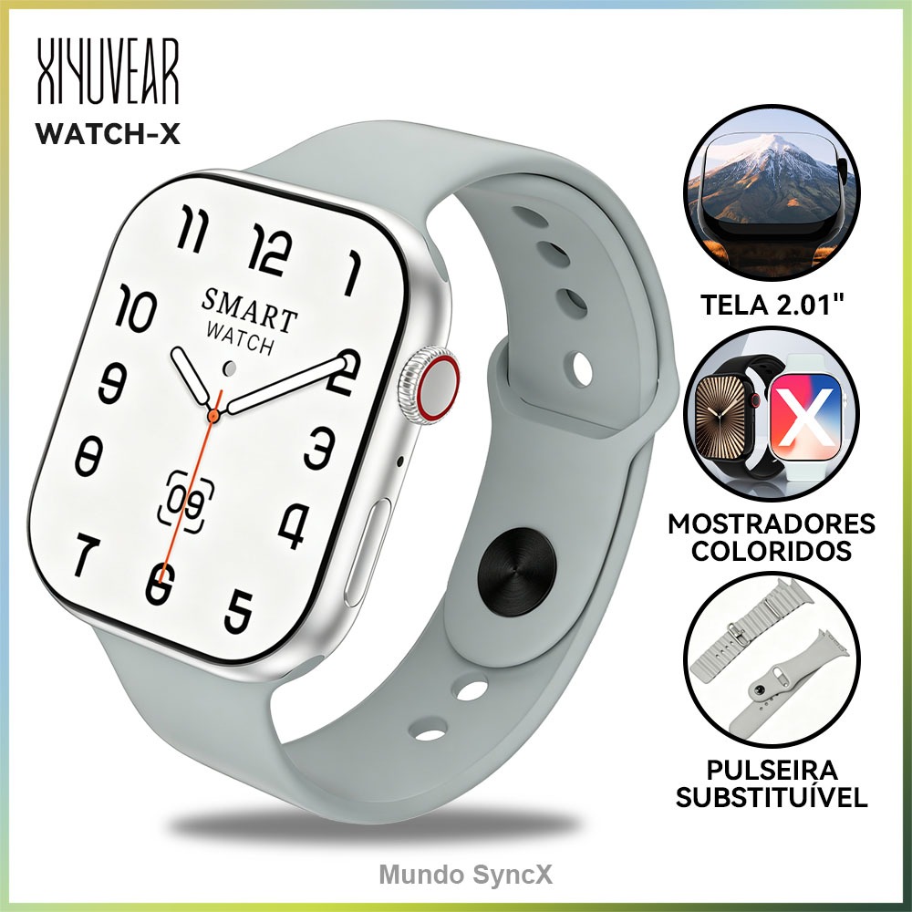 2026 Novo Smartwatch XiYuVear Watch X Relógio Inteligente 2.01" IPS Saúde 24h Bluetooth Android iOS