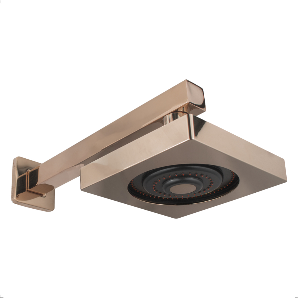 Chuveiro Ducha Articulável Gás e Solar Quadrado Autolimpante Parede Inox Com Bra