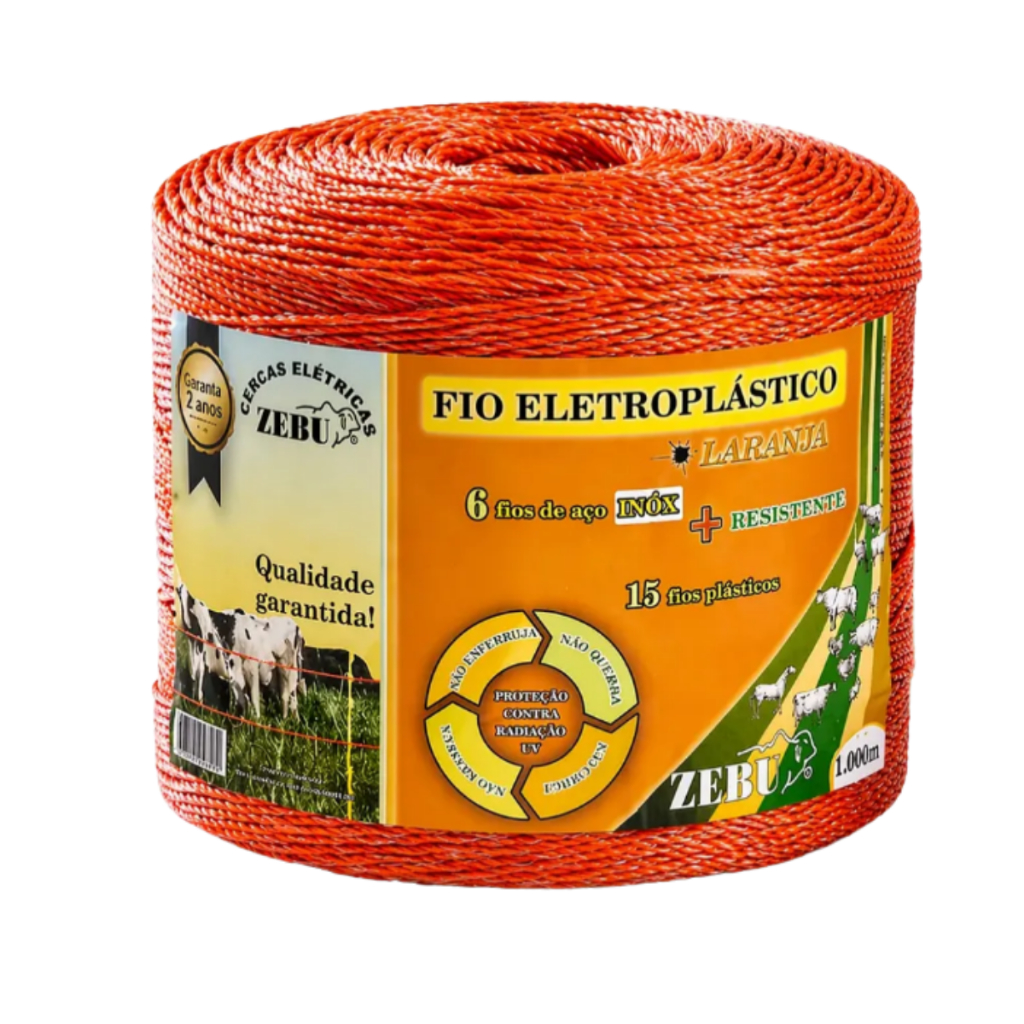 Fio Eletroplástico Cerca Rural Rolo 1000m + Resistente Zebu