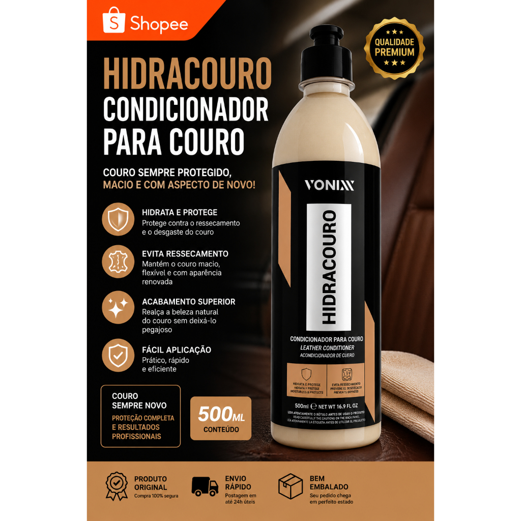 Hidracouro 500ml Vonixx Hidratante Condicionador para Couro