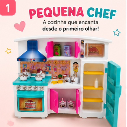Cozinha Infantil Magali Completa Com Geladeira Fogão Forno Panelinhas Brinquedo Educativo