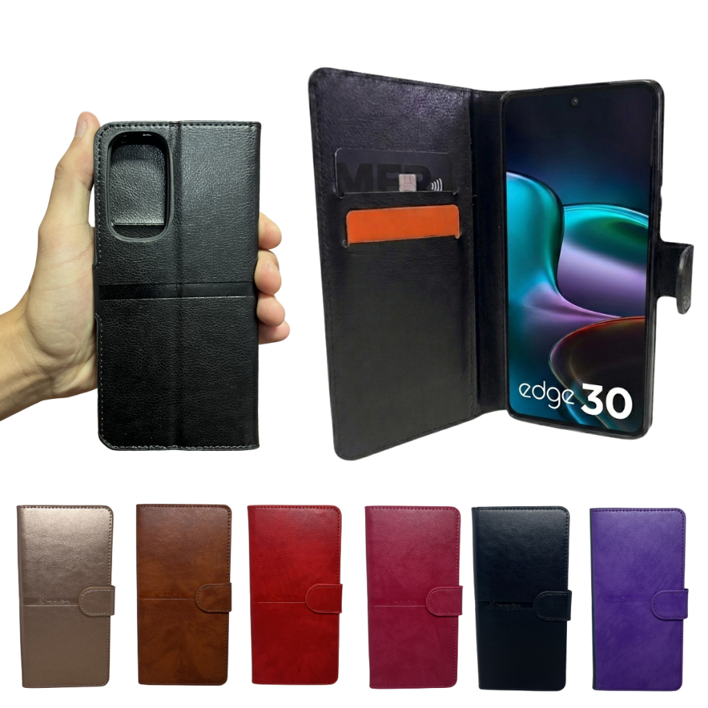 Capa Carteira Para Moto Edge 30 Motorola (Tela de 6.5) Carteira Com Bolso Premium Flip Cover