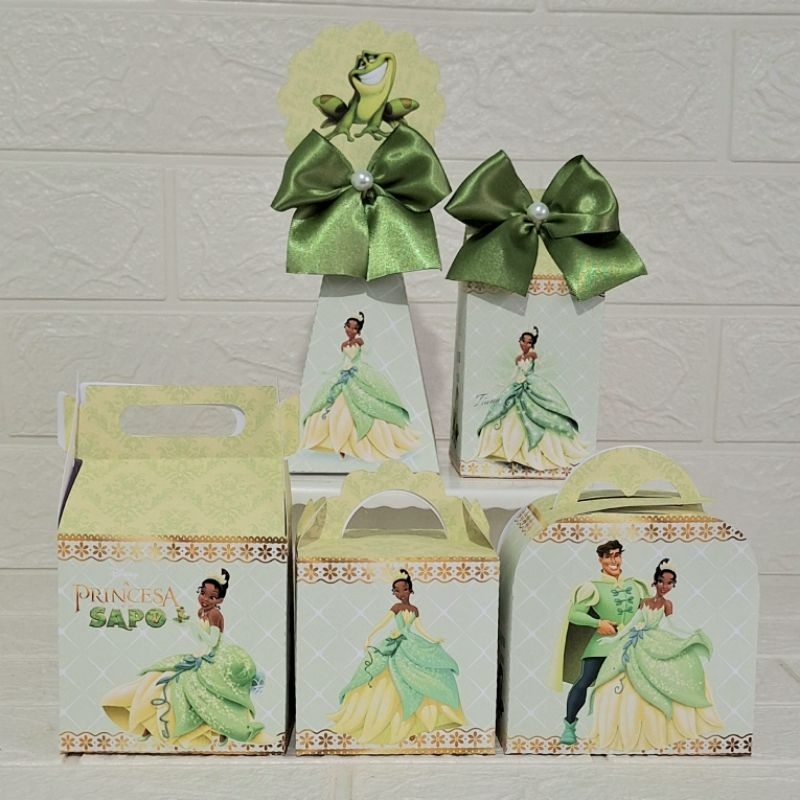Kit Festa Tiana A Princesa e o Sapo Caixas Personalizada lembrancinha para aniversário