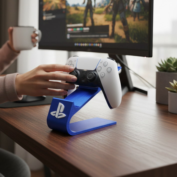 Suporte para 2 Controles PS5 DualSense Organizador de Mesa Base Gamer