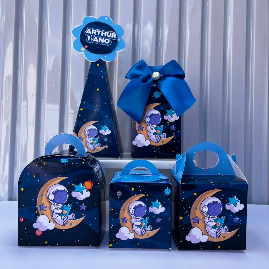 Kit caixas Astronauta Personalizados lembrancinha de Festa Infantil de aniversário
