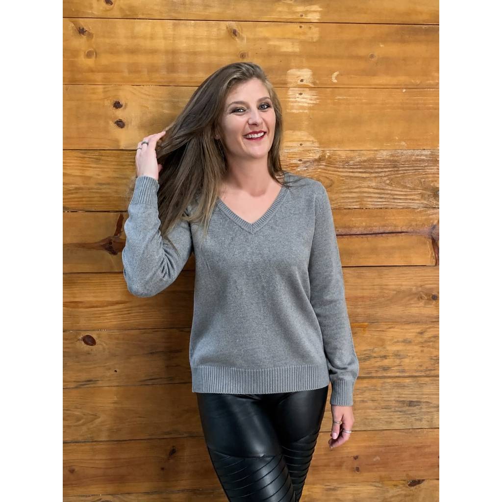 Blusa Feminina Suéter Básico Elastano Decote V