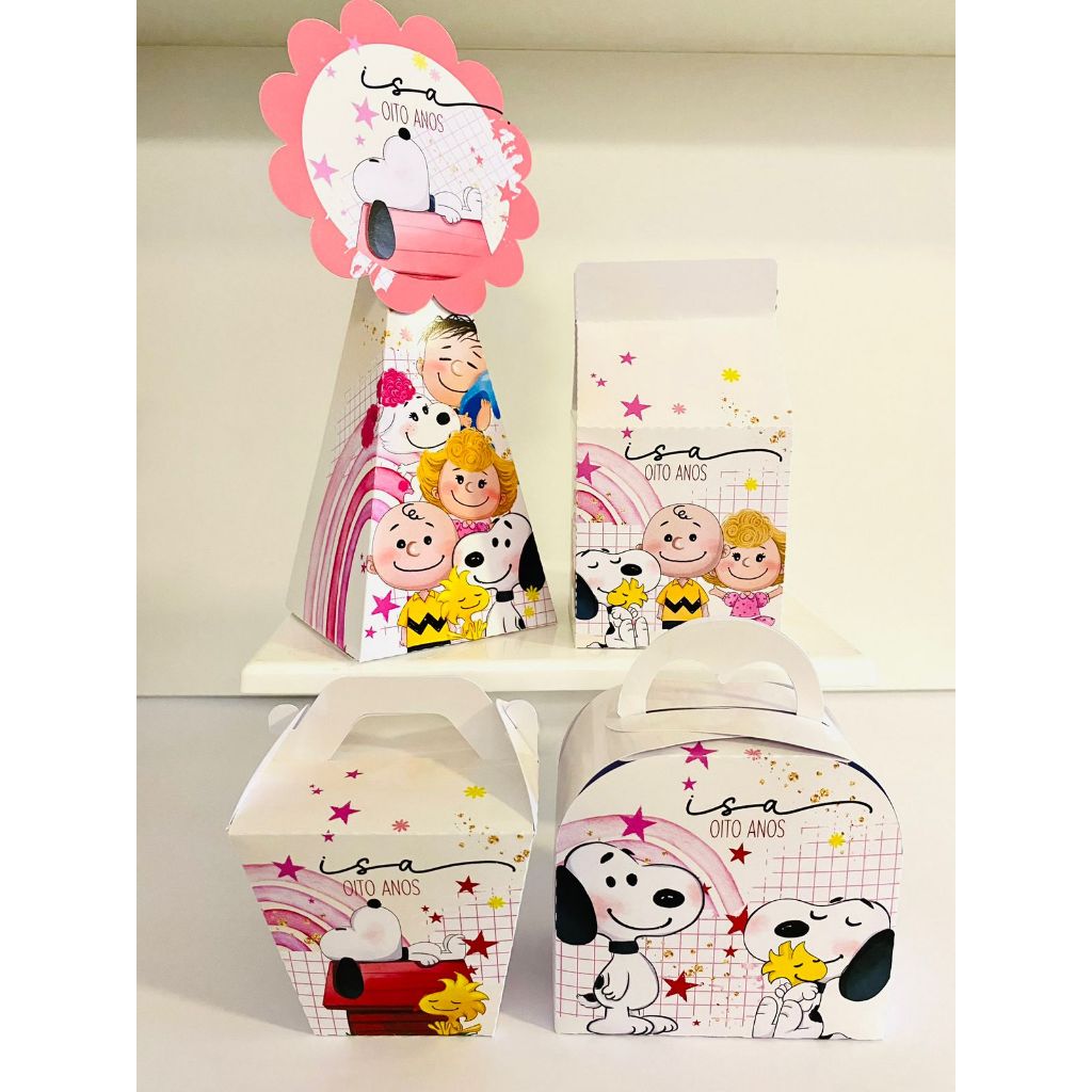 KIT FESTA SNOOPY MENINA CAIXINHAS PERSONALIZADAS LEMBRANCINHA DE FESTA