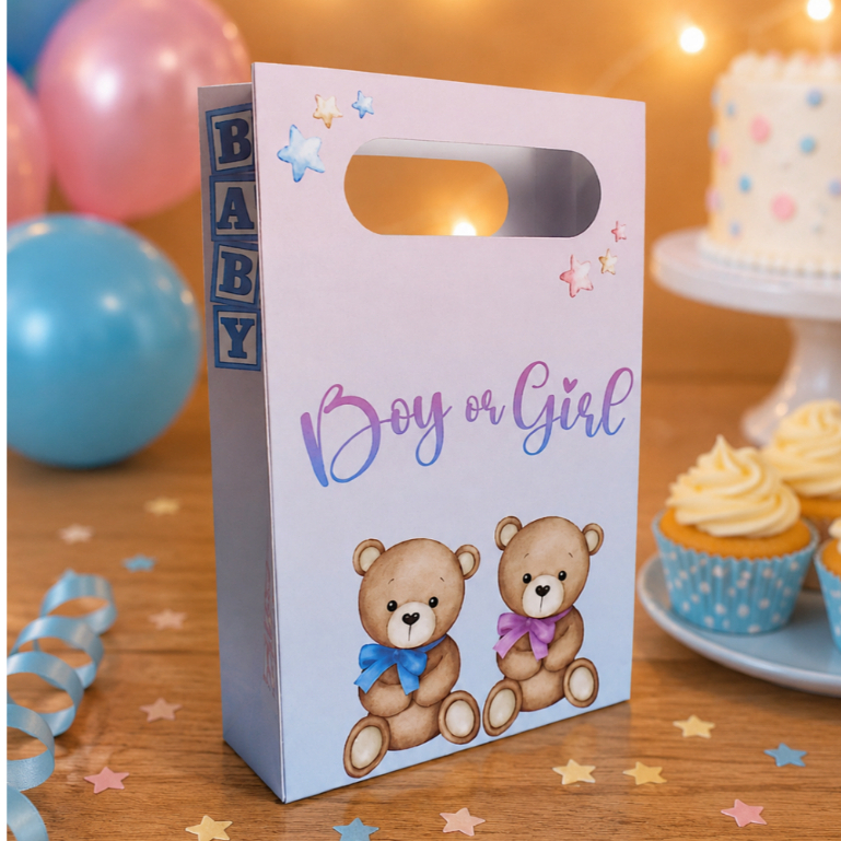 10 Sacolinhas chá revelação URSINHO AZUL E ROSA - Sacolinhas para decoração e lembrancinha infantil