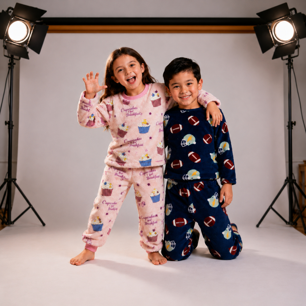 Conjunto Pijama Infantil Soft Peluciado Quentinho Menino Menina Inverno Plush Confortável