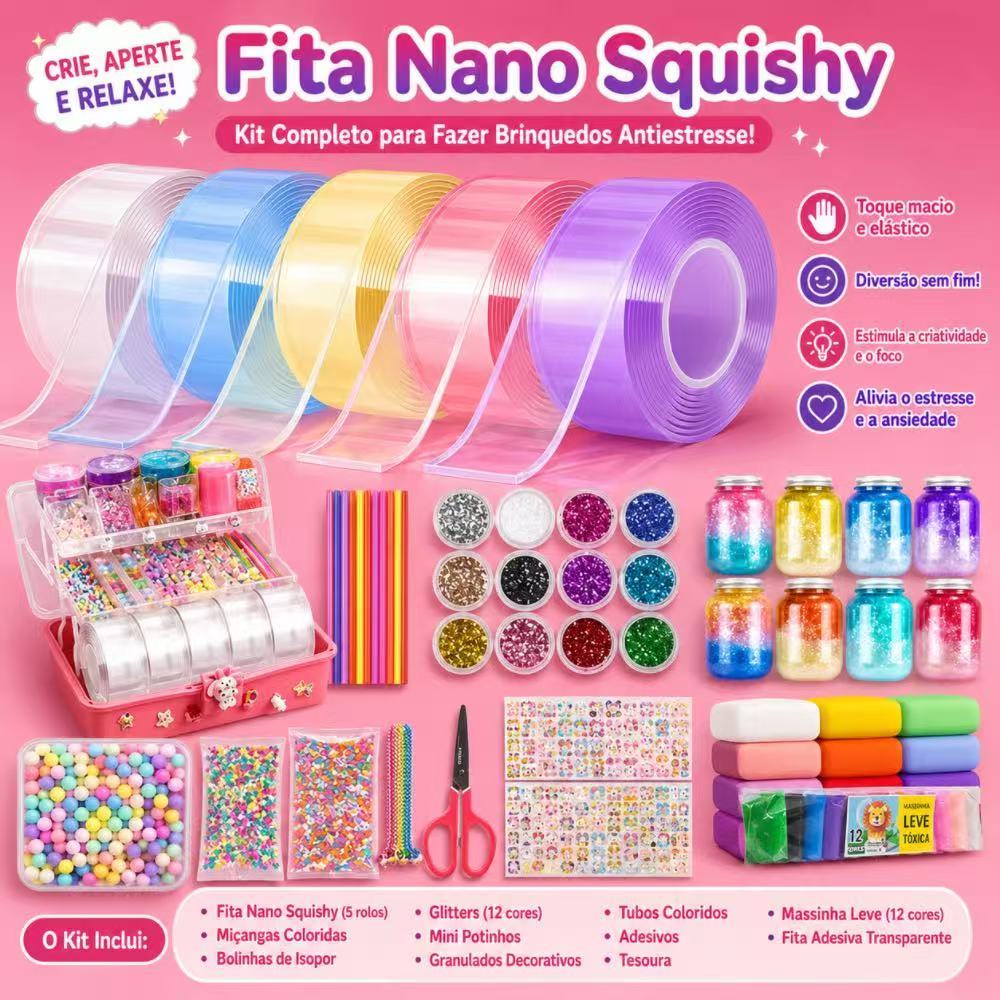 Brinquedo Kit Nano Tape Bubbles Balloon Elástica Magica Fita Nano para Bolhas Trand Satisfatório