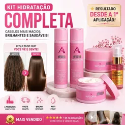 Kit Hidratação Capilar Shampoo Condicionador Máscara Sérum Anti Frizz Cabelos Secos 4 Itens