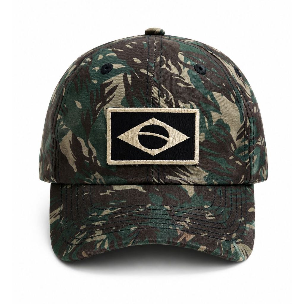 Boné Tático Camuflado Brasil Aba Curva Ajustável Militar