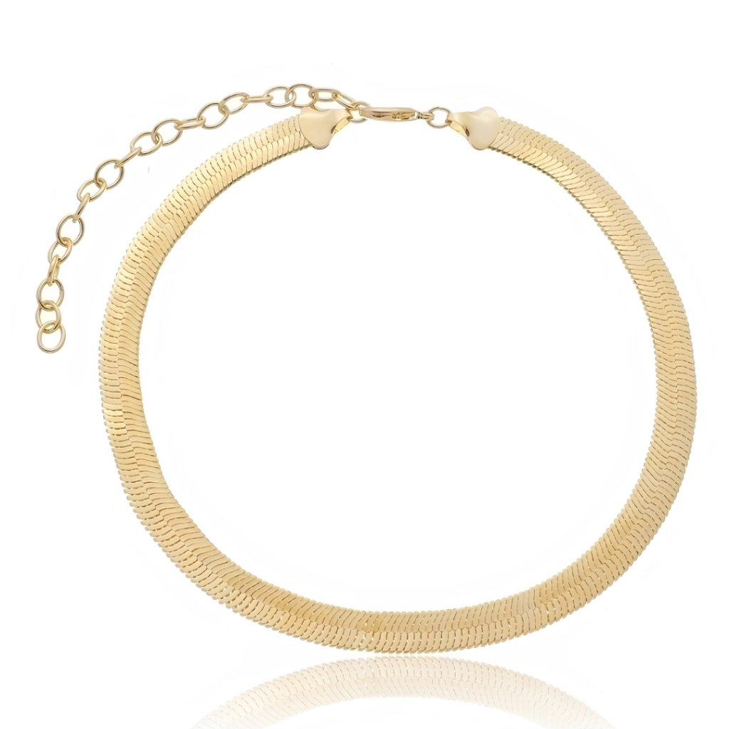 Colar Fita Grosso Banhado A Ouro 18k Corrente Snake Feminina Tendência Minimalista Joia Luxo