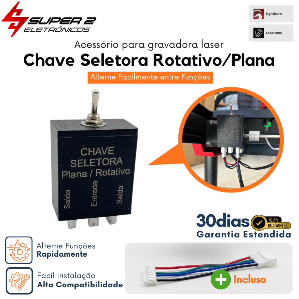 Chave Seletora para Máquina Laser Díodo Plano ou Rotativo – Alterne Fácilmente as Funções