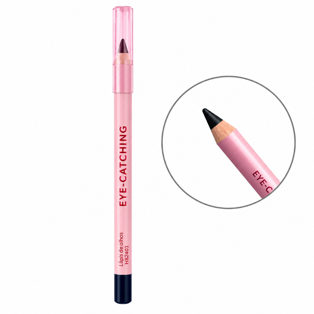 Lápis de Olho Preto Intenso Eye Catching Ruby Rose - Traço Definido, Fácil Aplicação, Versátil