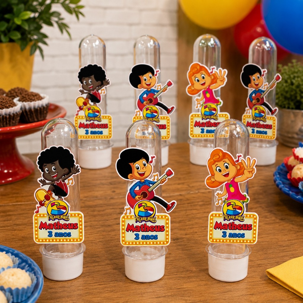 Tubete 3D 3 Palavrinhas Personalizado | Lembrancinha Festa Infantil Aniversário | A partir de 10 un