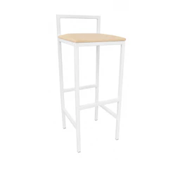 Banqueta Alta Branca Com Encosto Quadrada Estilo Industrial Cozinha Balcão Bar