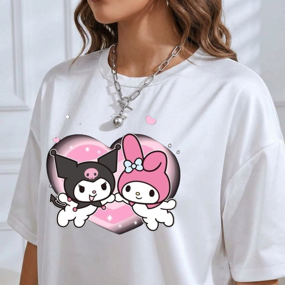 Camiseta Moda Feminina Estampa Hello Kitty Camisa Basica 100% Algodão Confortável Lançamento