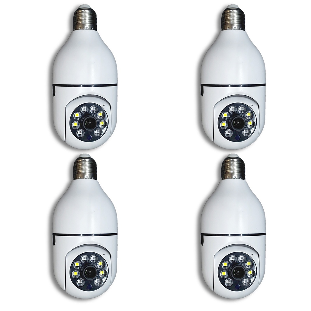 Kit 4 Camera Ip Segurança Lampada Panoramica Rastreio Wifi Espia Orbitronic