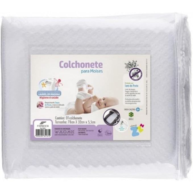 Colchonete Infantil para Moises Baby - Tratamento Íons de prata - Fibrasca