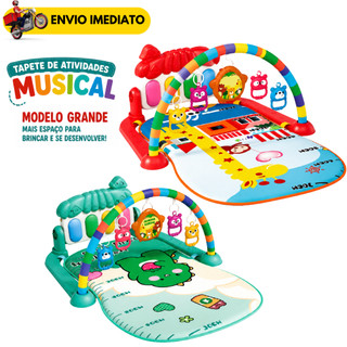Tapete de atividades para bebê piano musical arco com brinquedos sensoriais
