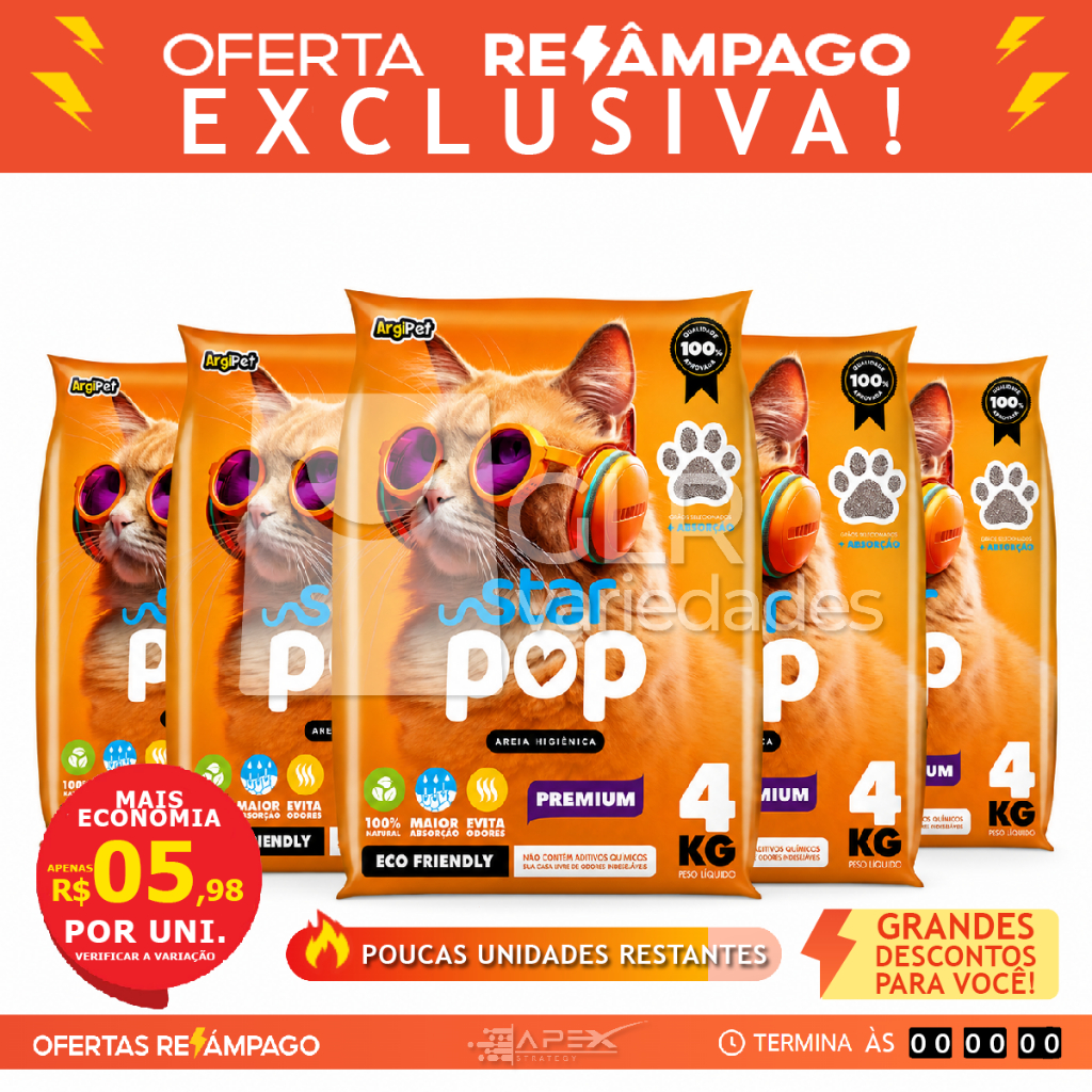 Kit 20kg areia higienica sanitaria premium argila natural absorvente para gato ecologica anti odor
