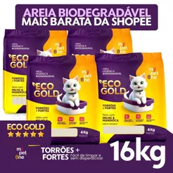 Areia Biodegradável Milho e Mandioca para Gatos Cat Bio Eco Gold Grãos Grossos MyPetOne - 4Kg a 16Kg