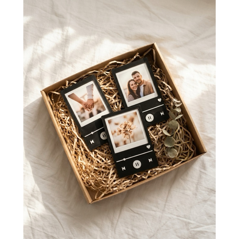 Ímã de Geladeira Porta Retrato Estilo Spotify Personalizado com Foto Polaroid - Presente Namorados / Casal / Amigos(kit)