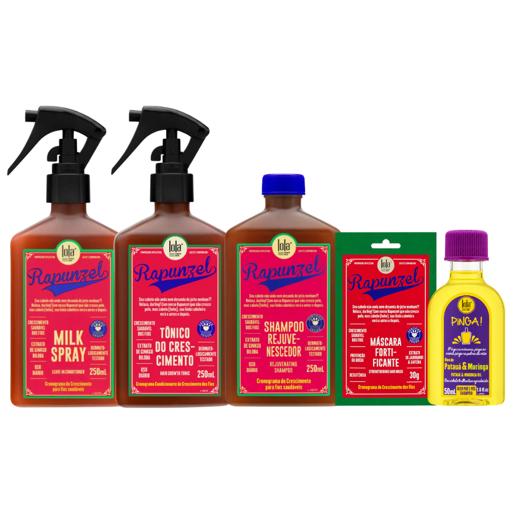 Kit Lola Pack Rapunzel Cronograma Capilar + Pinga! Óleo Capilar Patauá e Moringa 50ml