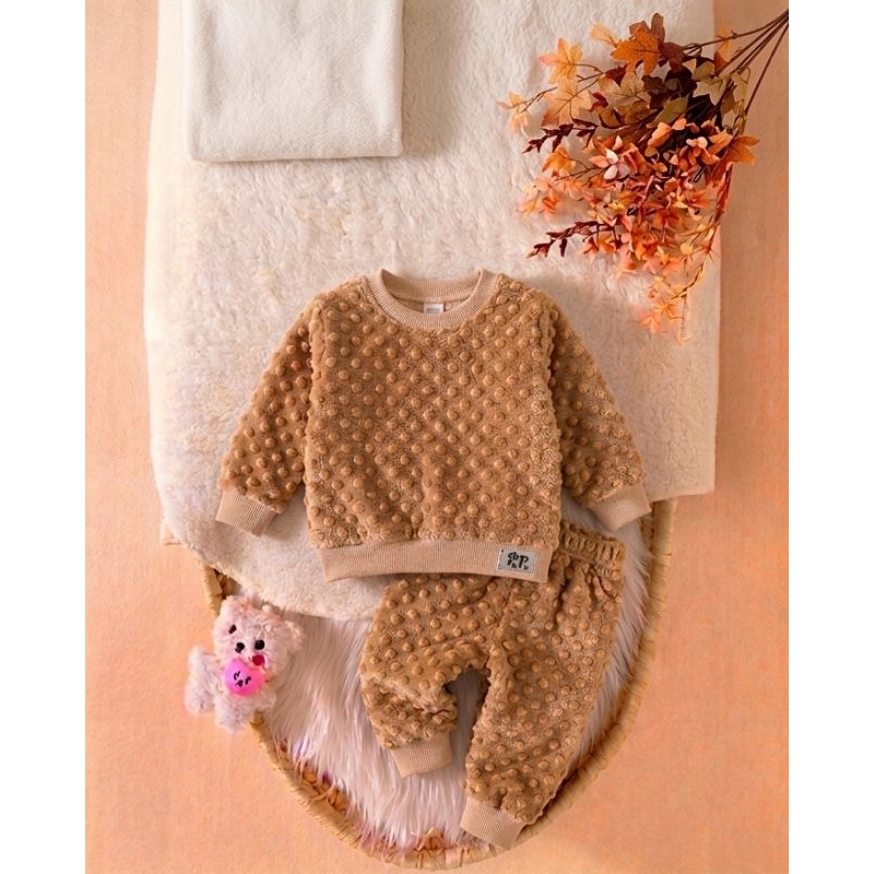 conjunto quentinho infantil no fleece pipoquinha confortável e fofinho