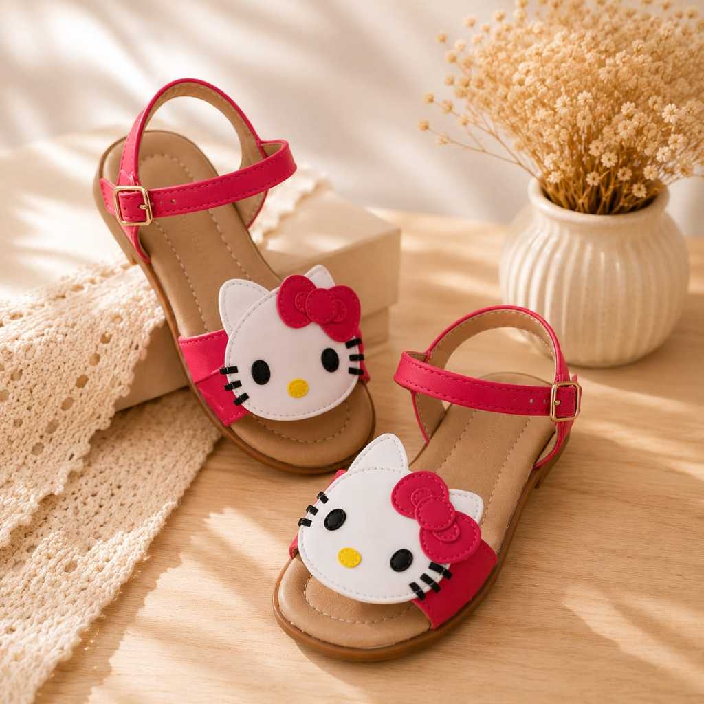 Sandália Rasteirinha Hello Kitty Infantil Feminina Menina Confortável Leve Rosa Fashion