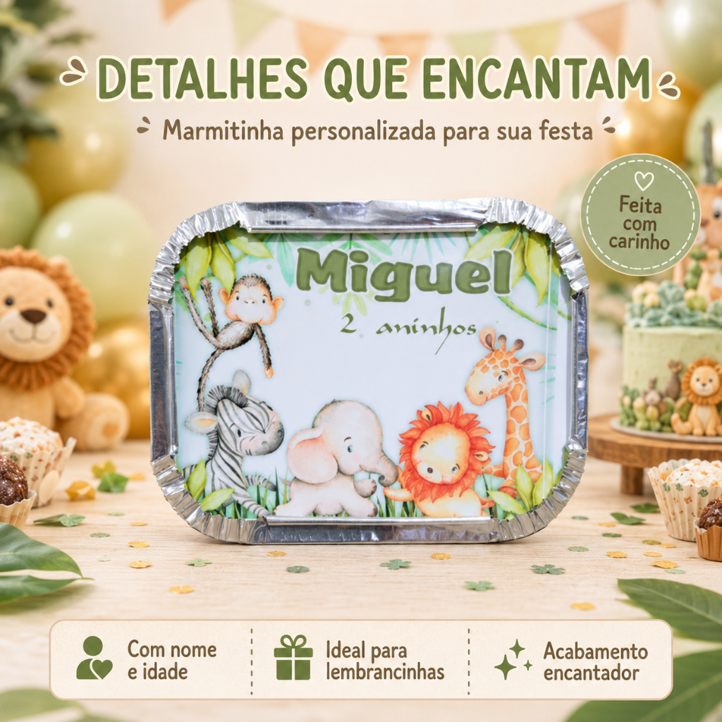 Marmitas Personalizadas Safari - lembrancinha- caixinhas personalizadas - festa infantil - Kit festa