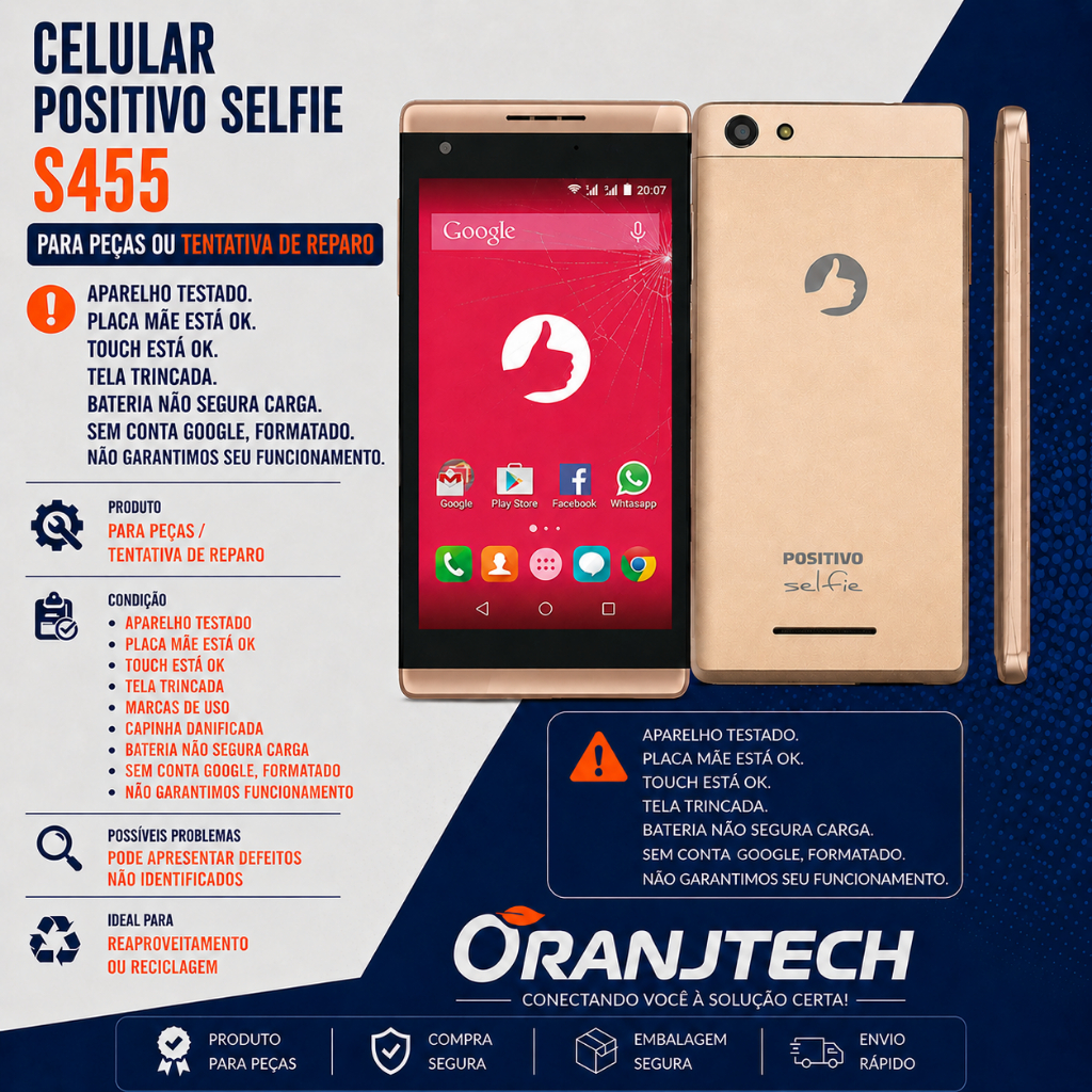 Celular Positivo Selfie - Para Peças ou Tentativa de Reparo - Sucata