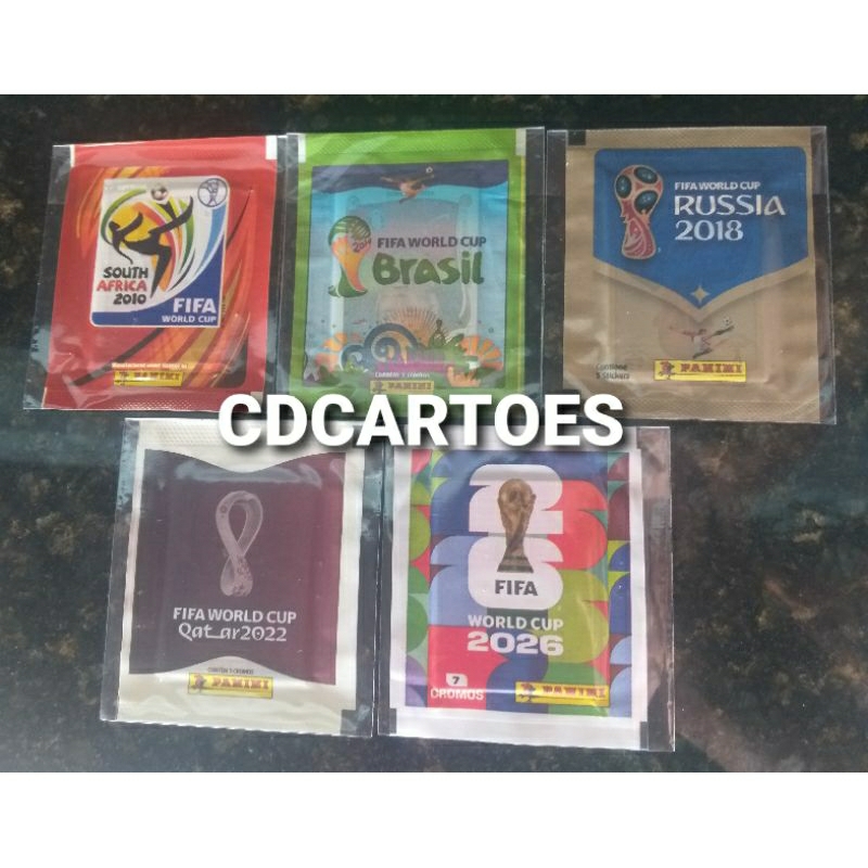 5 Envelopes de Figurinhas Lacrados Diferentes de Copas do Mundo - Originais - Nacionais - Leia